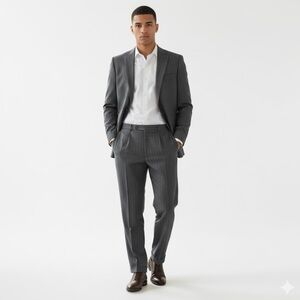 Hugo Boss Windowpane Striped  Suit 42L 2 Button